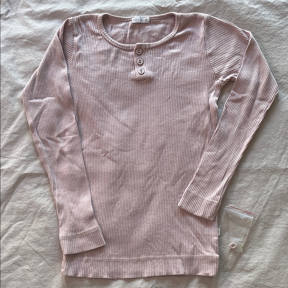 Jamie Kay pink long sleeve Henley ribbed girls 8